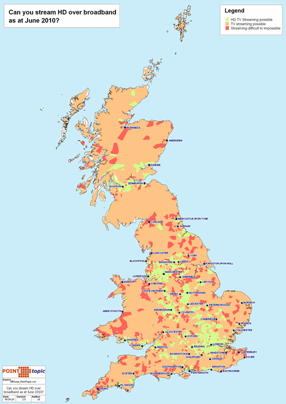 map of uk 2010 broadband internet tv streaming capability